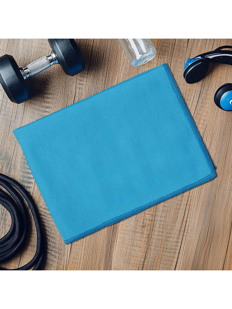 Story@Home 300 GSM Microfiber Gym Towel 42 cm X 55 cm, Blue, Solid-picture-13