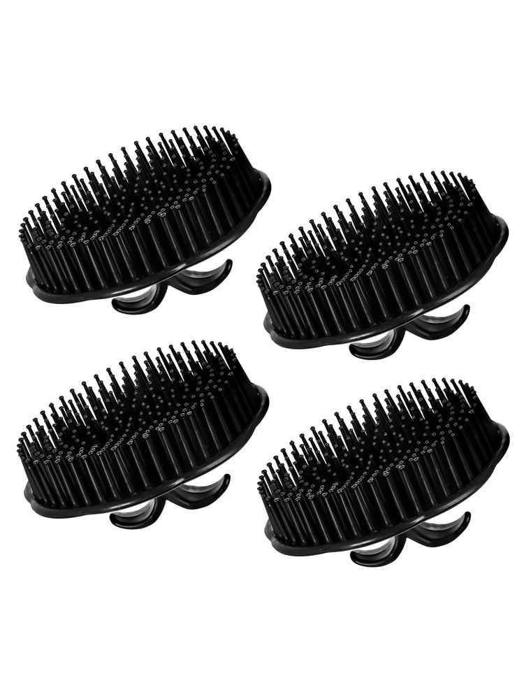 Ankita Hand Grip Round Black Comb & Scalp Massager - Pack Of 4-image-5