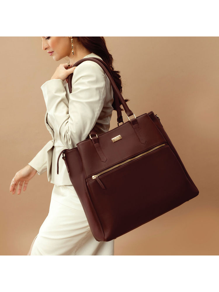 Strokes by Namrata Mehta Mahogany Mystique Aspire Tote Bag with Detachable Strap-picture-21