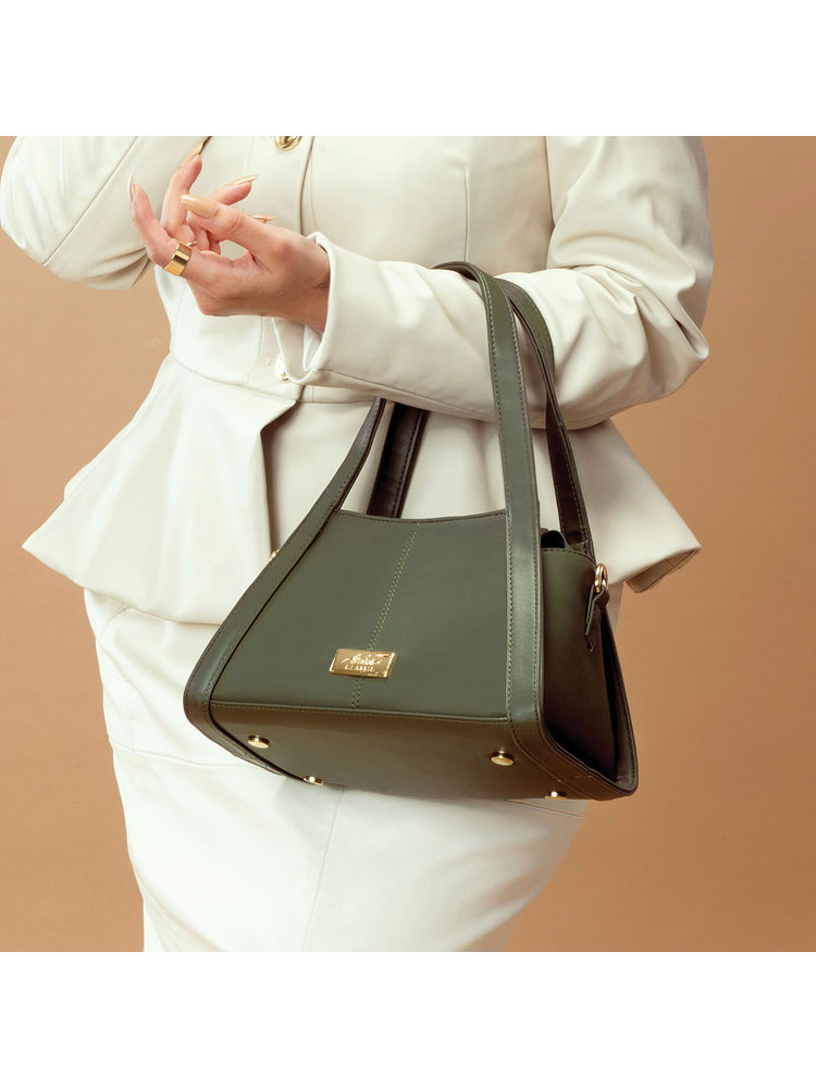 Strokes by Namrata Mehta Olive Opulence Small Hand Bag with Detachable Strap-image-44
