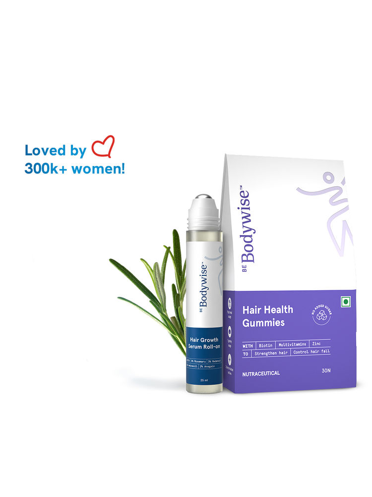 Be Bodywise Advanced Hair Growth Pack- 3% Rosemary Hair Growth Serum (Roll-On) & Biotin Hair Gummies