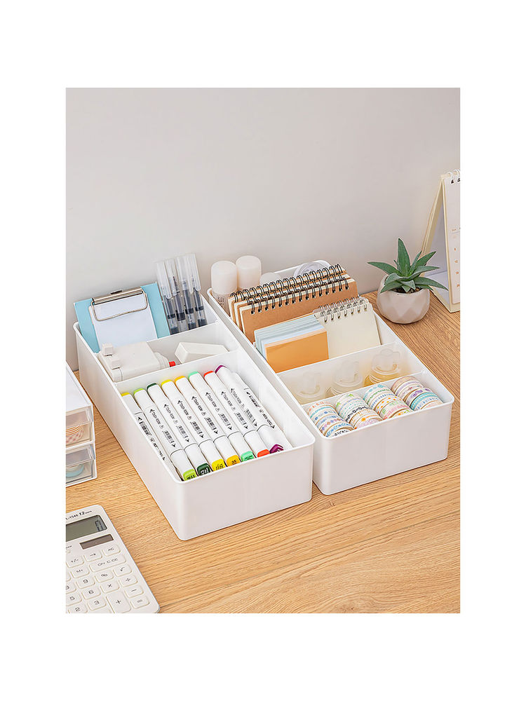 ARHAT ORGANIZERS White Storage Tray with Divider (Pack Of 2) (L)-image-24