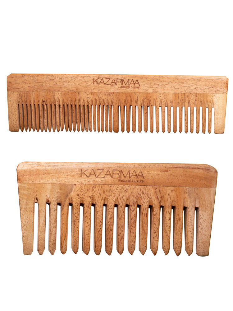 Kazarmaa Natural Neem Wood Comb - Set Of 2-picture-39