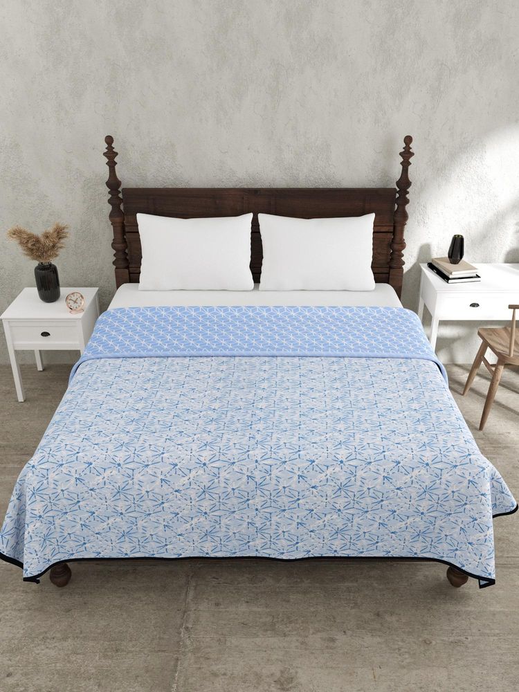 JAIPUR FABRIC Geometricity Blue Double Bed Dohar (Double)-image-14