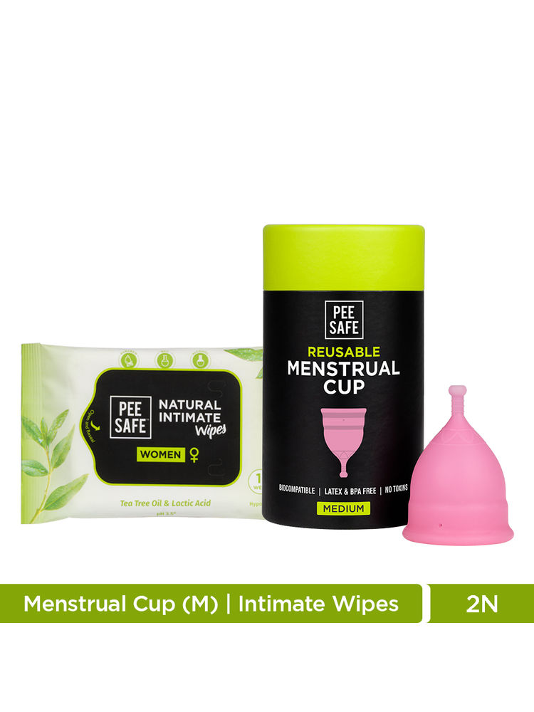 Pee Safe Combo of Menstrual Cup (Small) with Intimate Wipes (Pack of 10 Wipes)