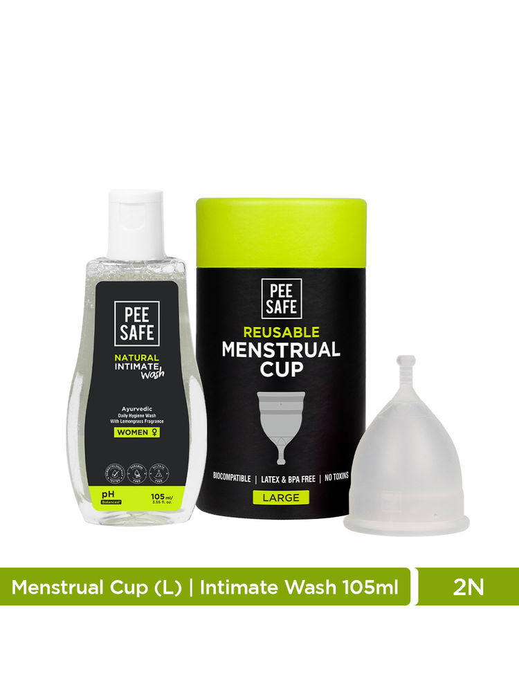 Pee Safe Combo of Menstrual Cup (Large) with Intimate Wash