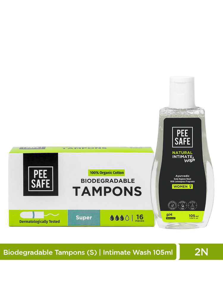 Pee Safe Intimate Wash Women & Organic Cotton Tampon Super