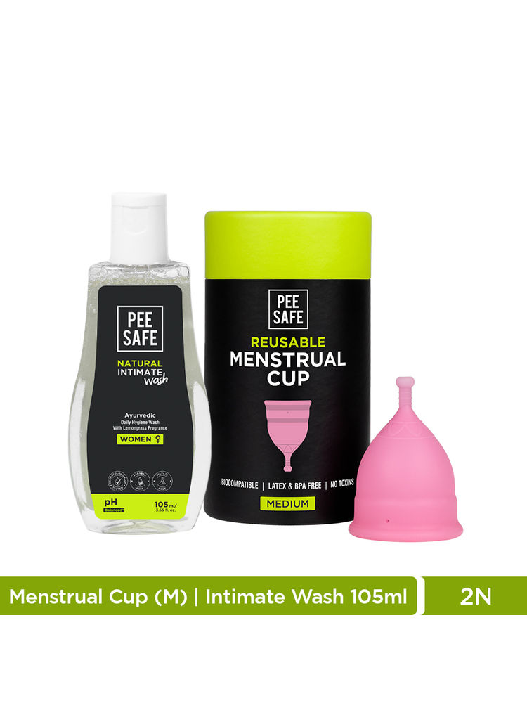 Pee Safe Us Fda Approved Reusable Menstrual Cup Small + Pee Safe Natural Intimate Wash