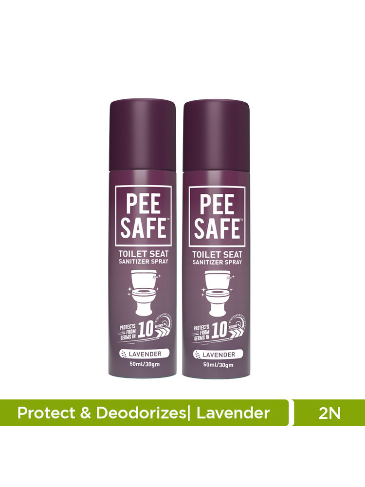 Pee Safe Lavender Toilet Seat Sanitizer Spray - Anti-Odour & Travel-Friendly (Pack of 2, 50ml)