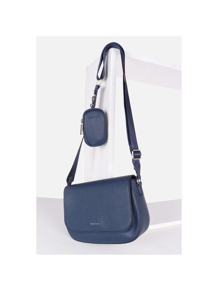 Allen Solly Women Casual Textured Navy Blue Sling Bag with Pouch-picture-26