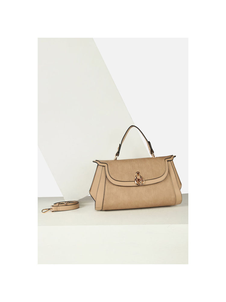 Allen Solly Women Casual Textured Beige Handbag with Detachable Strap-image-38