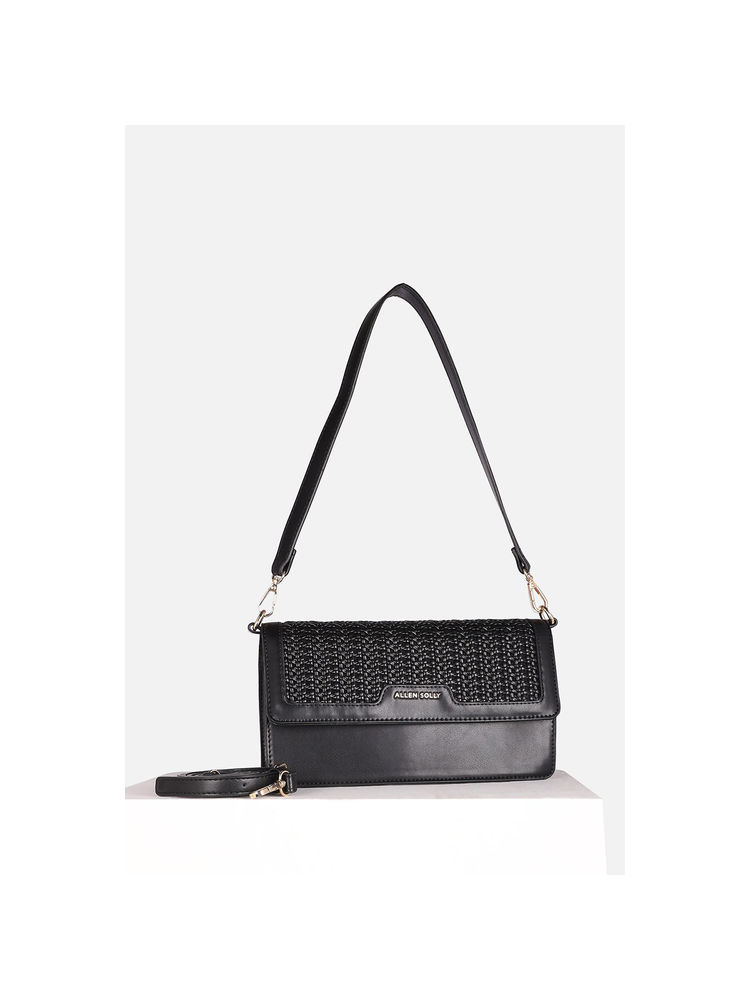 Allen Solly Women Casual Textured Black Handbag with Detachable Strap-image-15