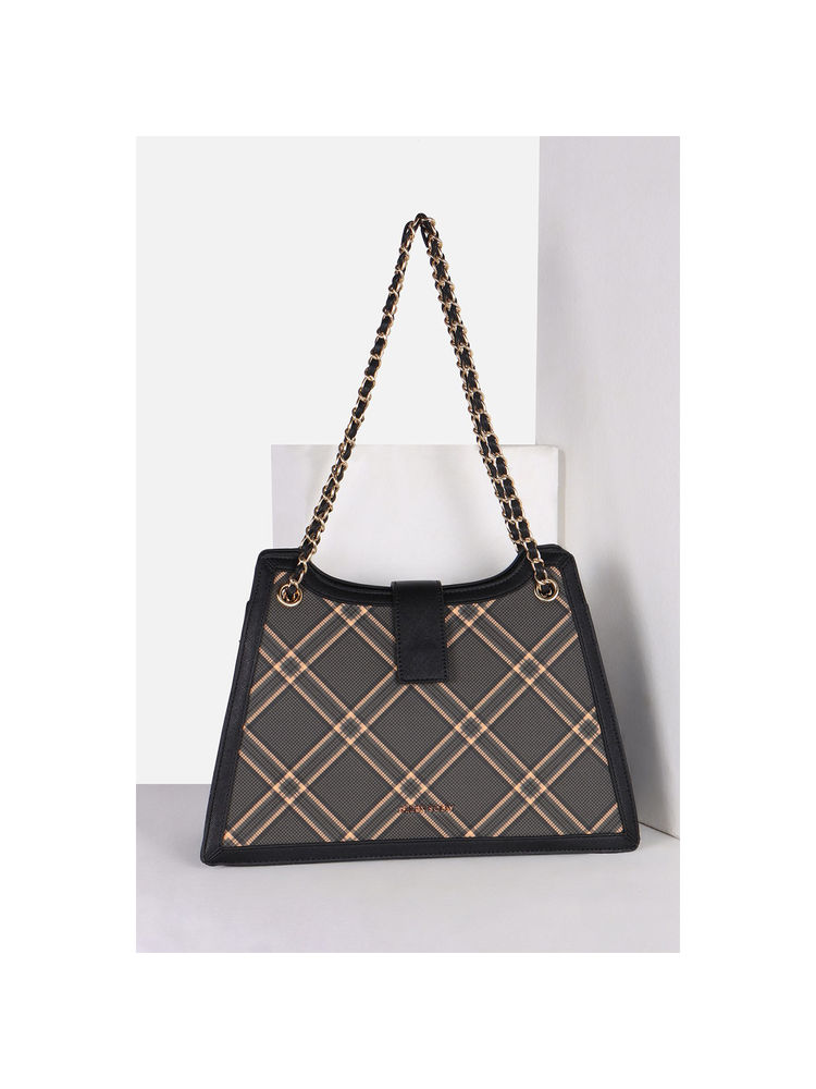 Allen Solly Women Casual Checks Grey Handbag-image-11