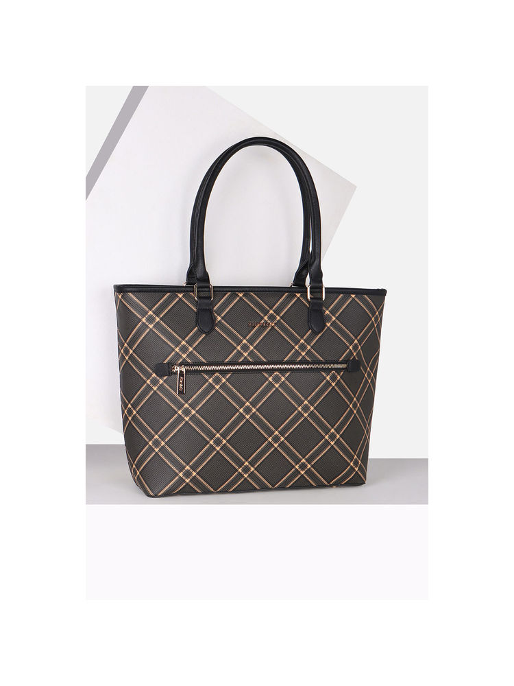 Allen Solly Women Casual Checks Grey Handbag-image-10