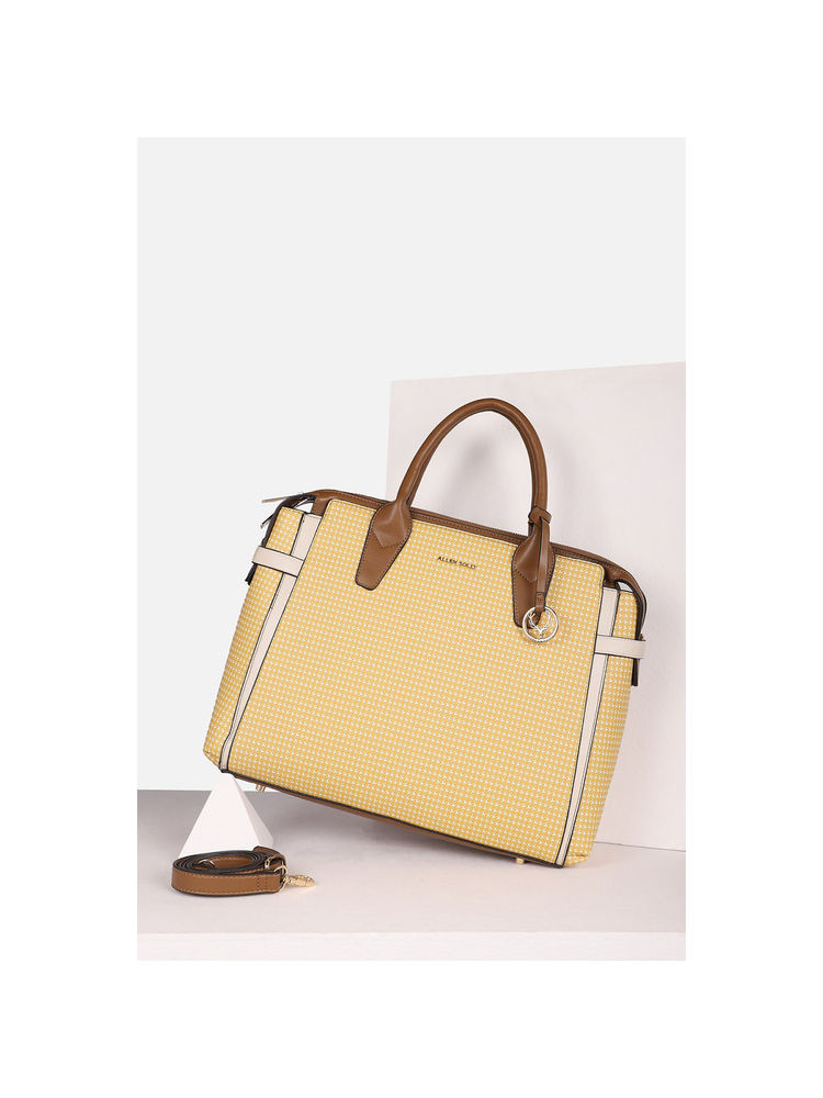 Allen Solly Women Formal Printed Yellow Laptop Bag with Detachable Strap-picture-41