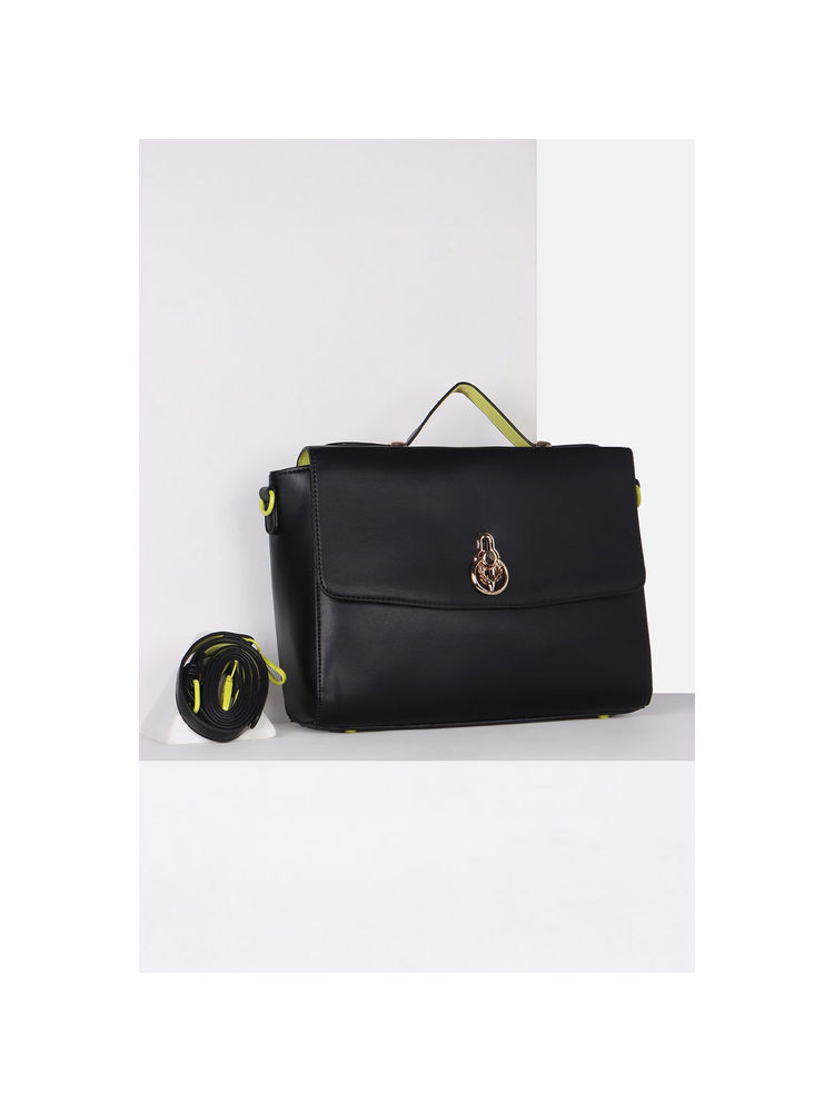 Allen Solly Women Casual Solid Black Handbag with Detachable Strap-image-35