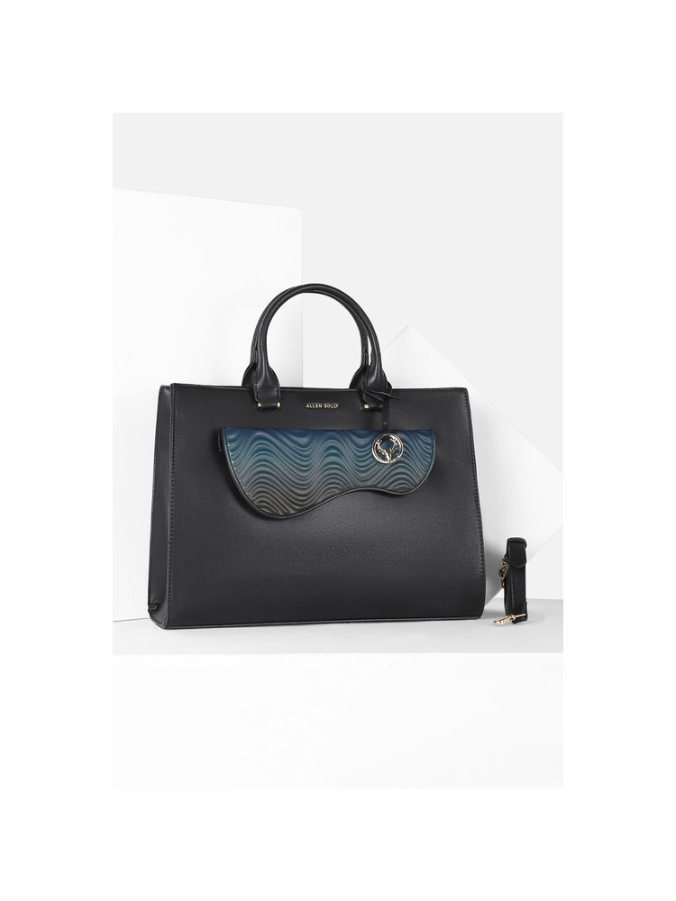 Allen Solly Women Casual Textured Black Handbag with Detachable Strap-picture-22