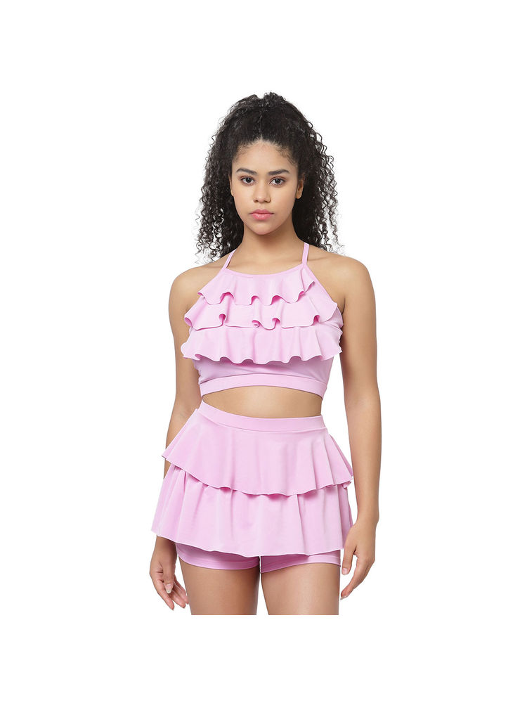 Cukoo Padded Purple Two Piece Skirtini Swimwear (Set of 2)-picture-10