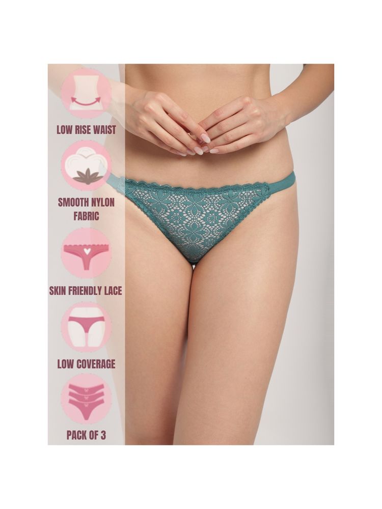 AOBA Women Pack Of 3 Self Design Anti Odor Low Rise Thongs-picture-12