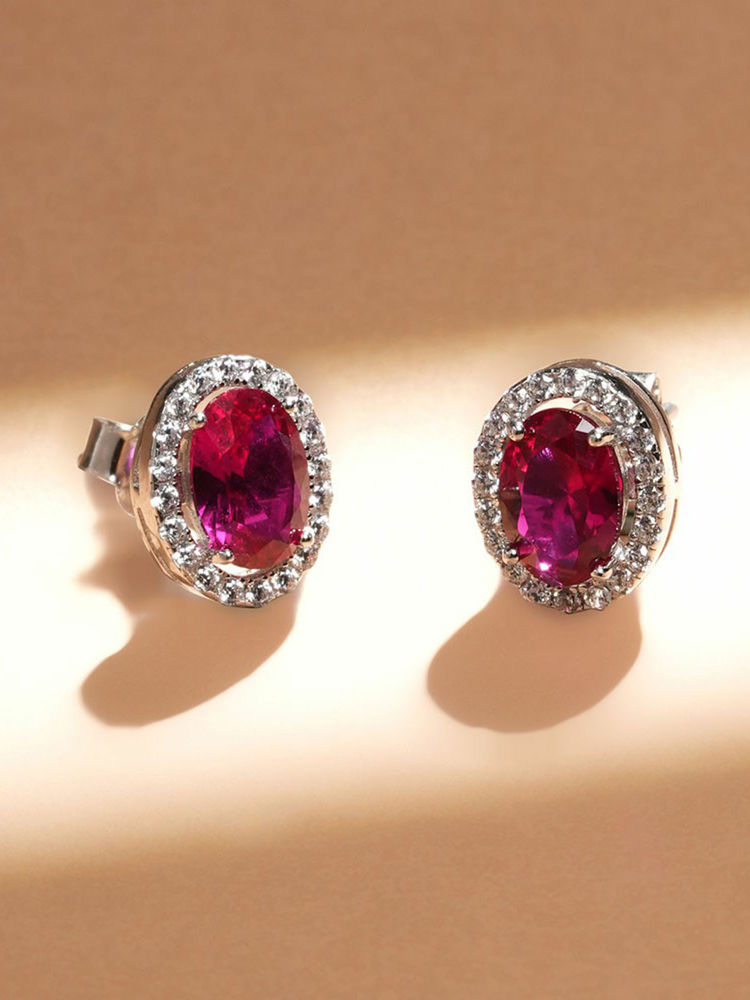 Palmonas 925 Sterling Silver Timeless Synthetic Red Ruby Stud Earring-image-19