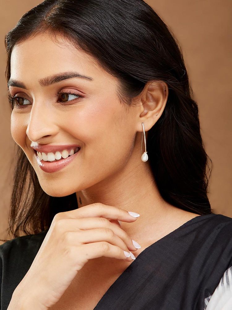 fabindia fashion Fabindia Women White Pearl Drop Earrings-picture-21