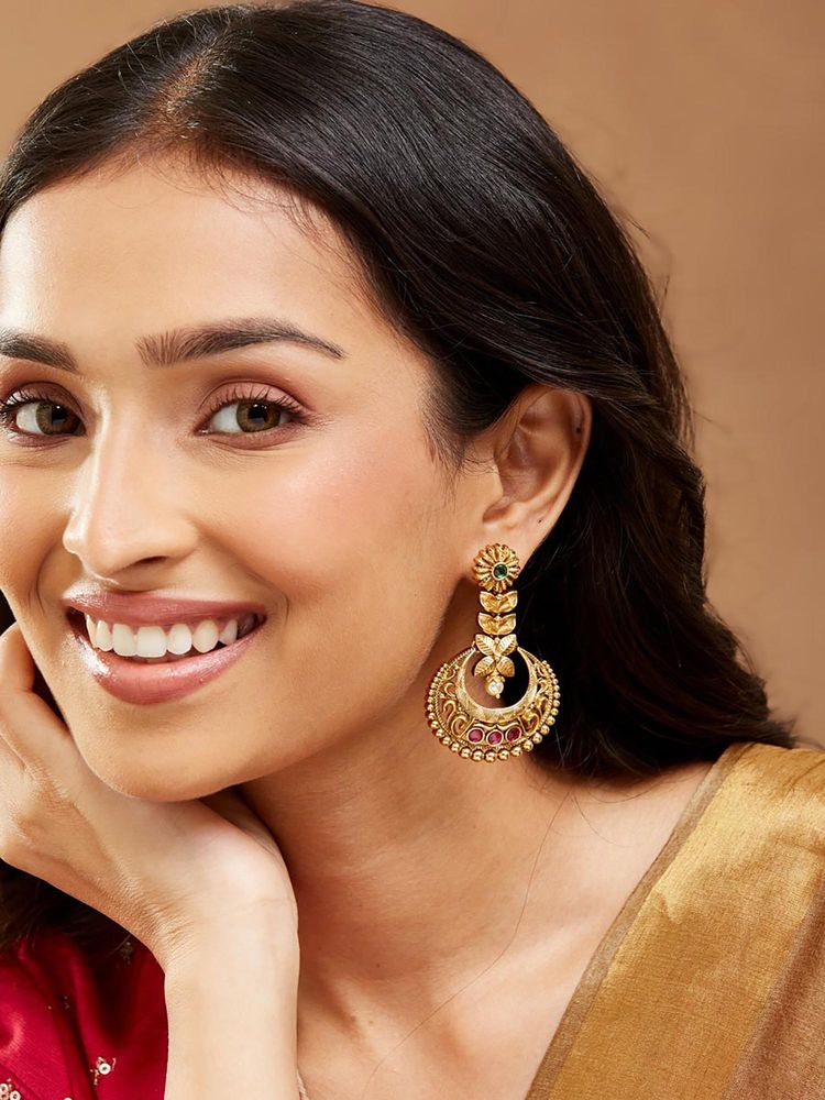 fabindia fashion Fabindia Women Multi-Color Metal Chandbali Earrings-picture-35
