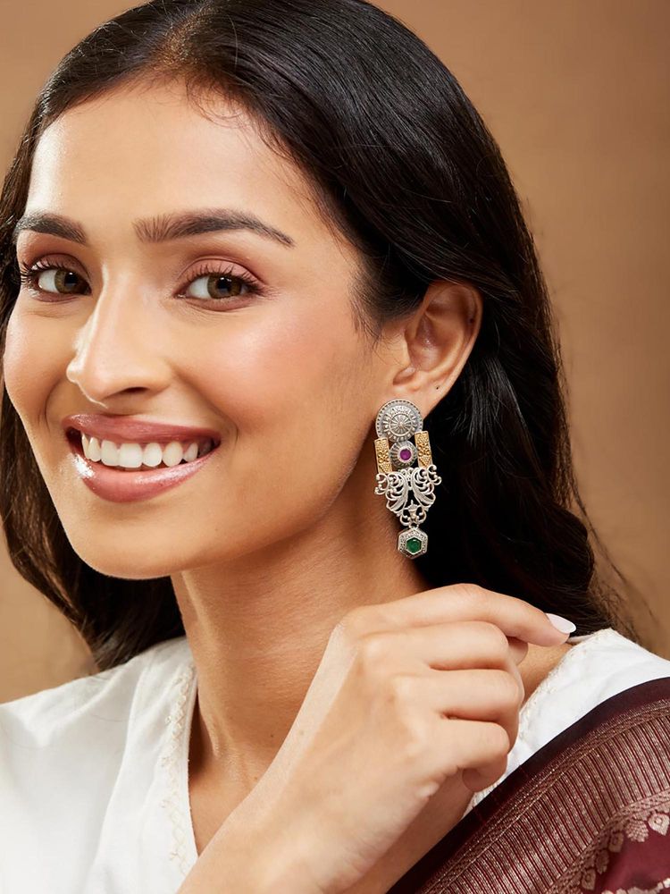 fabindia fashion Fabindia Women Multi-Color Metal Dangler Earrings-picture-36