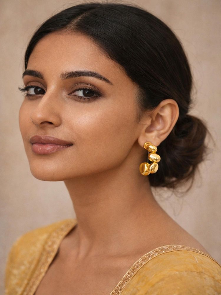 Jewelz Women Minimal Gold Chain Hoop Earrings-picture-20