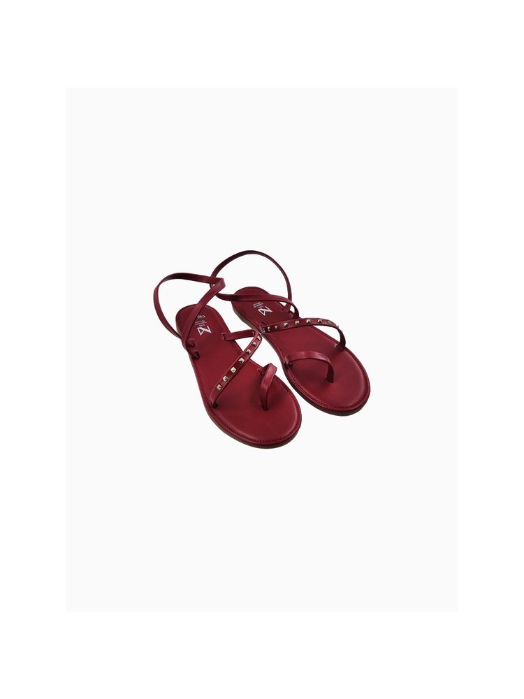 The Madras Trunk Eden Iris Maroon Sandals-image-18