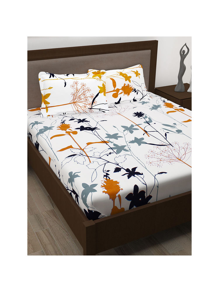 Story@Home 186 TC Cotton King Size Bedsheet with 2 Pillow Covers - White-picture-17