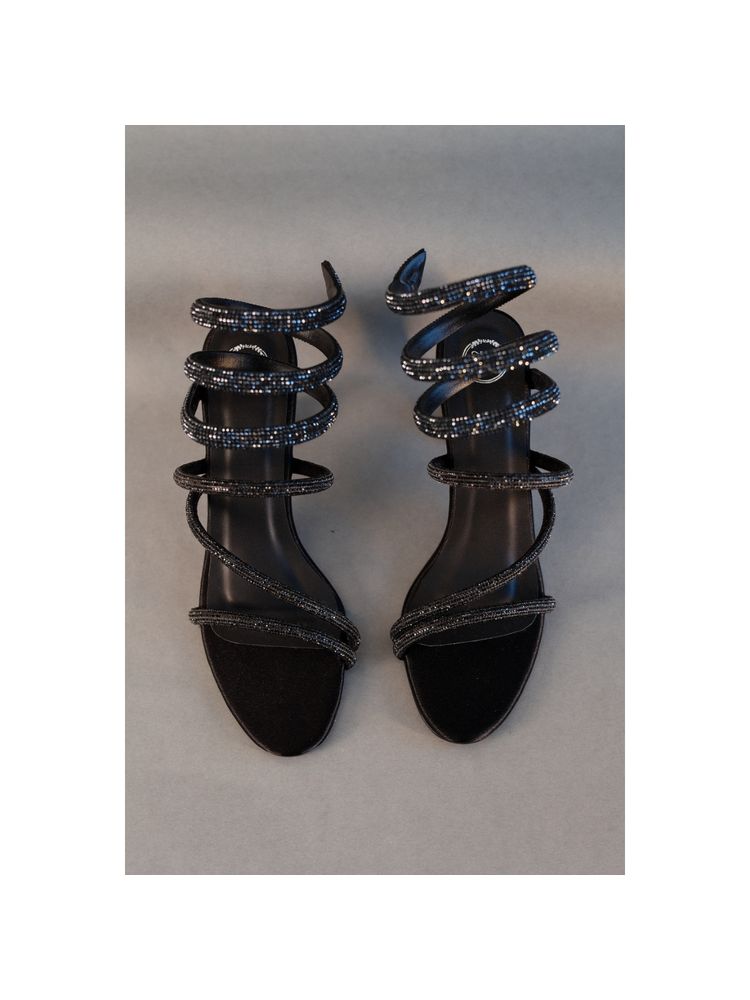 Sana K Luxurious Footwear Black Panther Embellished Heels Sandals-image-21