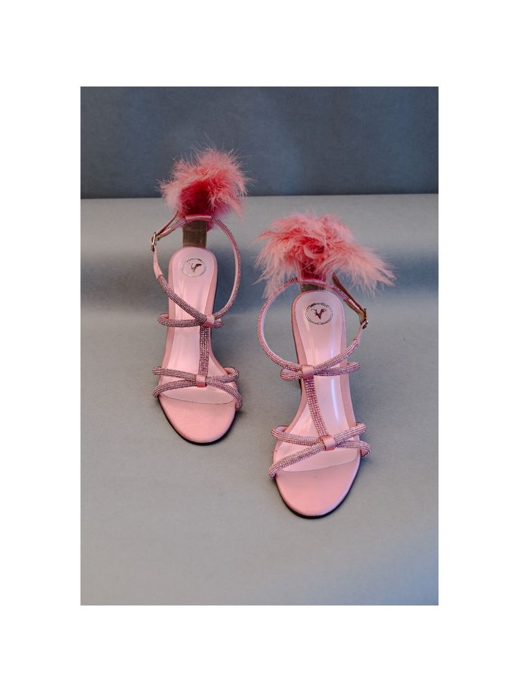 Sana K Luxurious Footwear Pink Candy Fur Open Toe Heel Sandals-picture-13