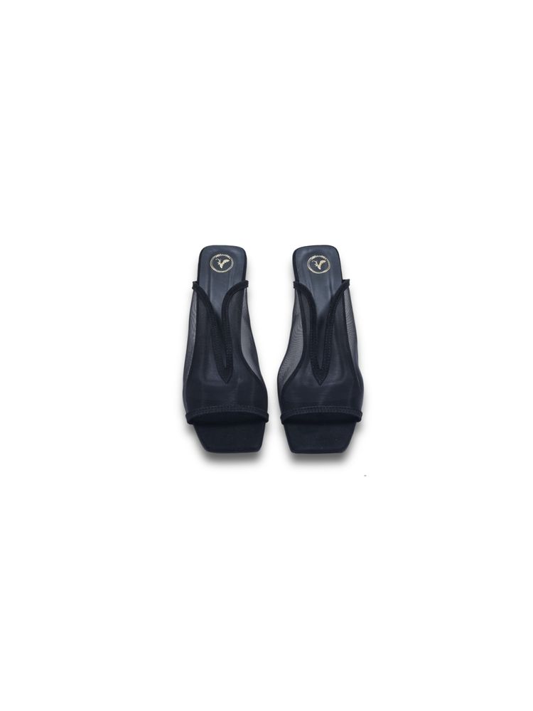 Sana K Luxurious Footwear Black Shark Net Heels-image-14