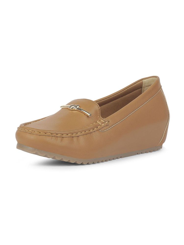 Bata Womens Wedge Heel Loafers - Tan-picture-12