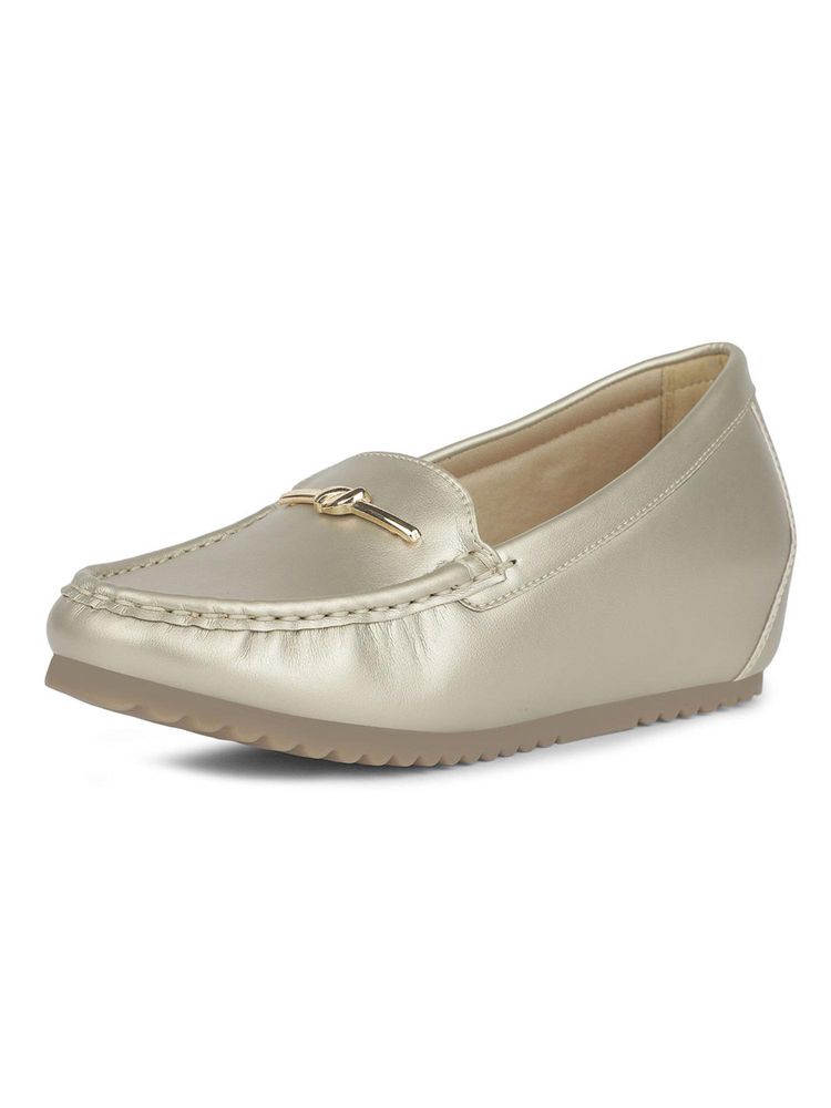 Bata Womens Wedge Heel Loafers - Gold-picture-22