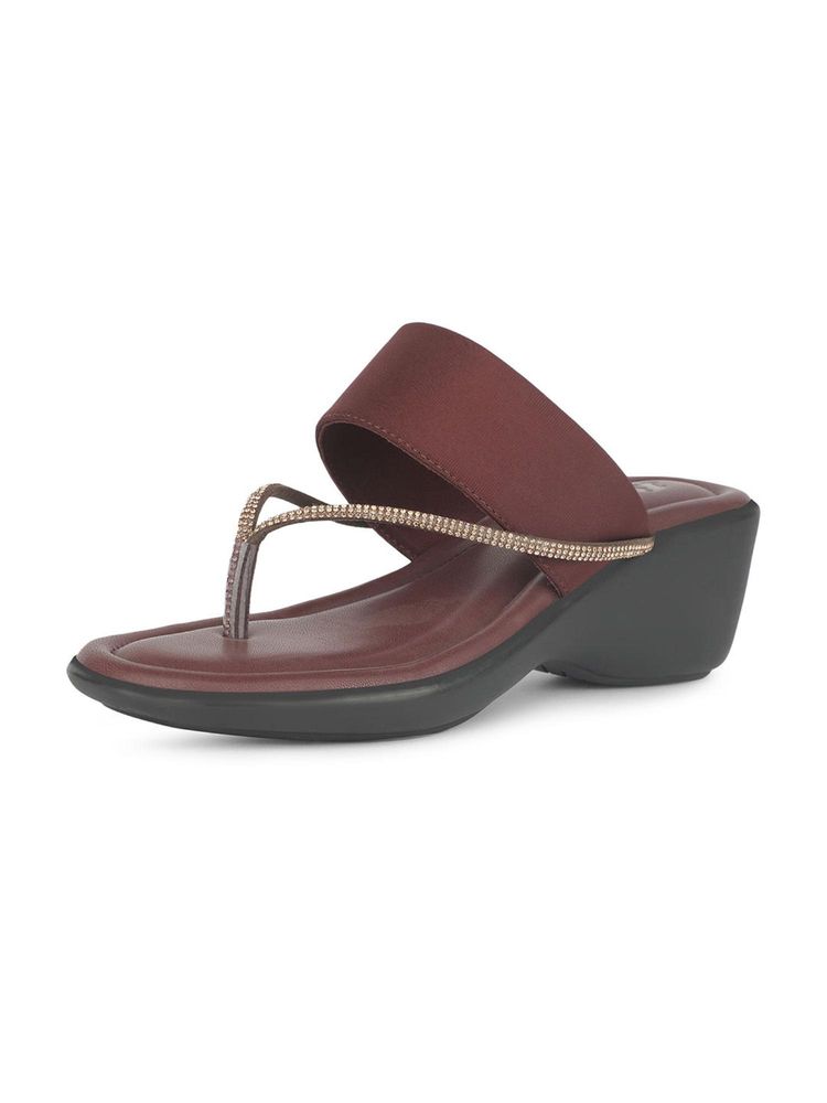 Bata Womens Comfort Wedge Heel Sandals - Maroon-image-0