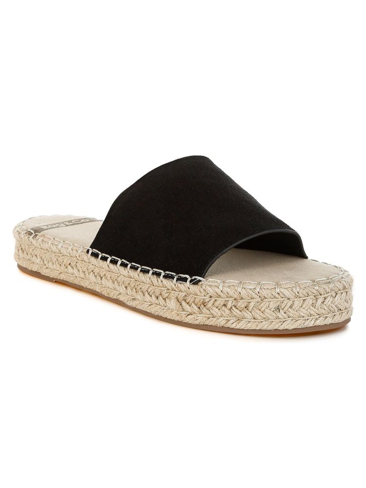 Rag & Co Rag And Co Women Real Soft Leather Espadrille Flatforms Heels - Black-image-35