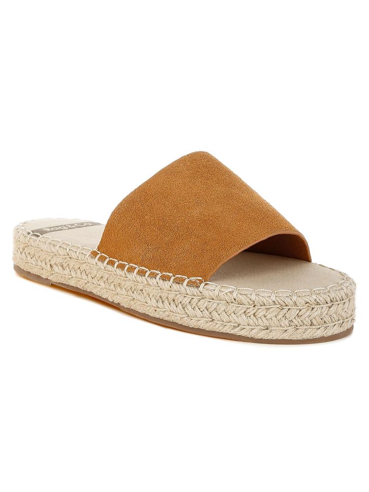 Rag & Co Rag And Co Women Real Soft Leather Espadrille Flatforms Heels - Tan-image-49