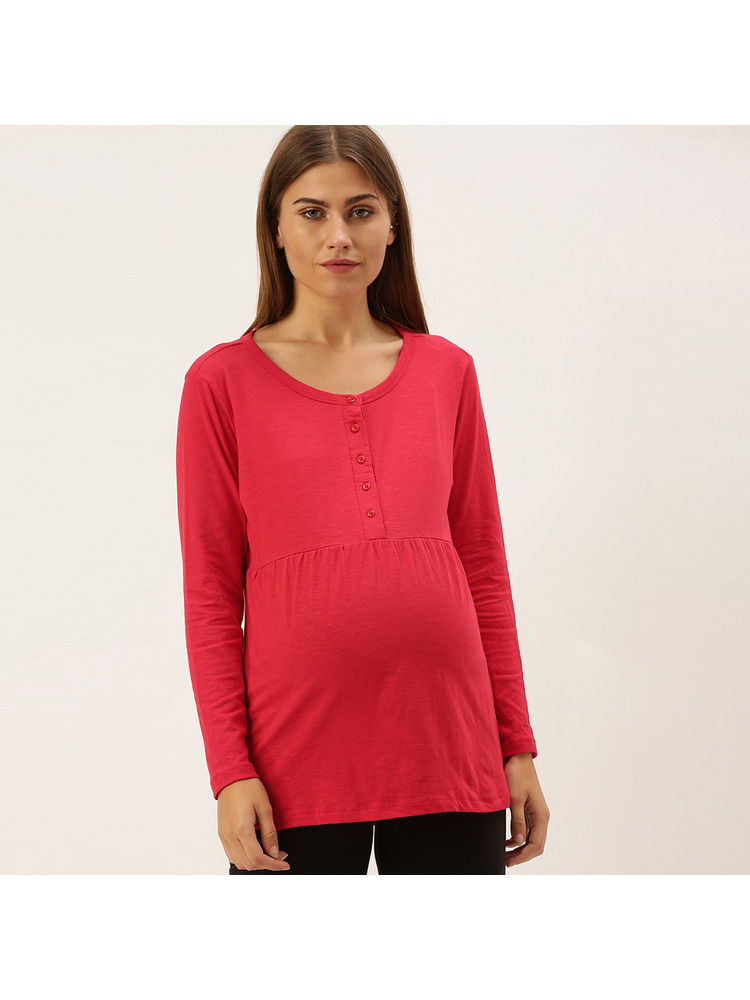 Nejo Feeding/Nursing Maternity Sleep Top - Red-picture-10