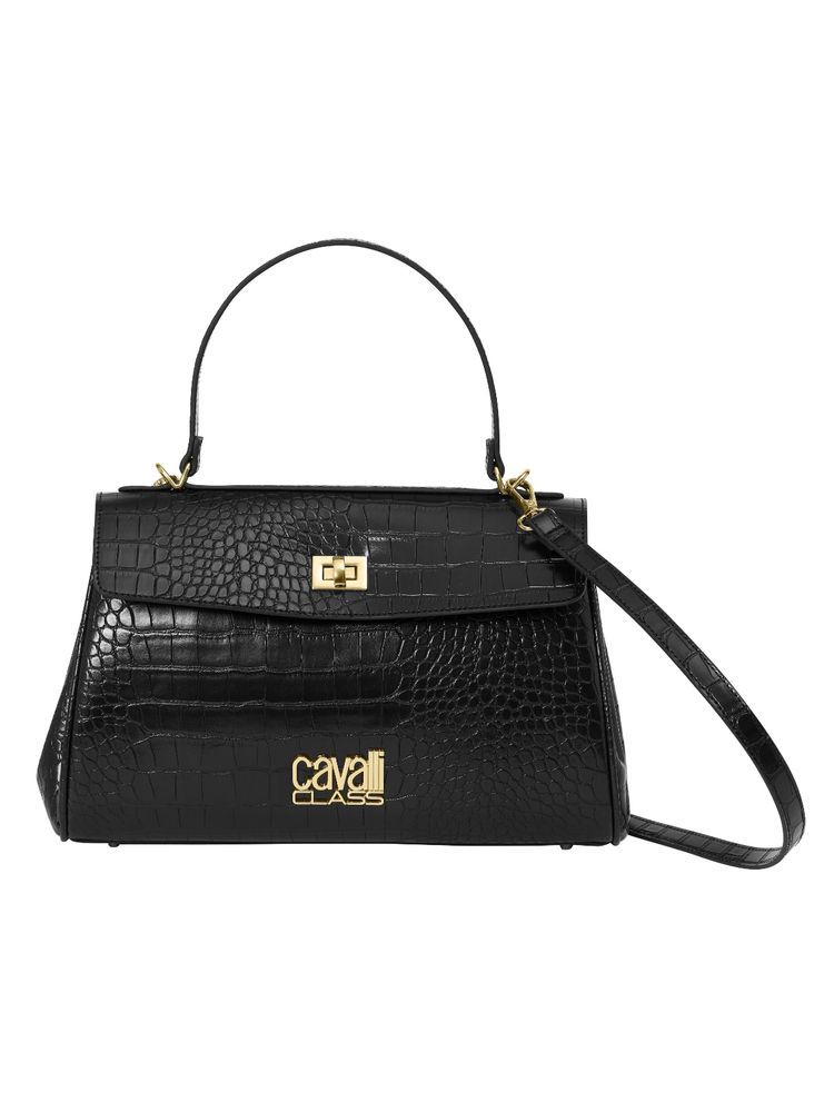 Cavalli Class Women Solid Synthetic Satchel Bag With Detachable Strap - Black-picture-29
