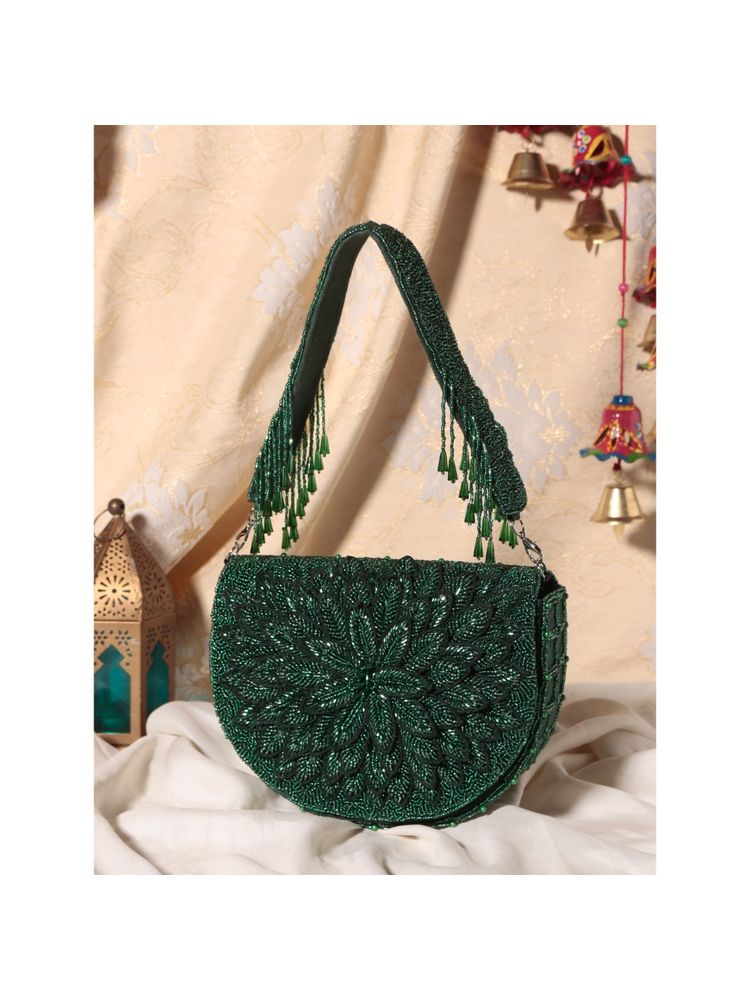 SWISNI Green Leaf Flower Flap Clutch Bag (M)-picture-19