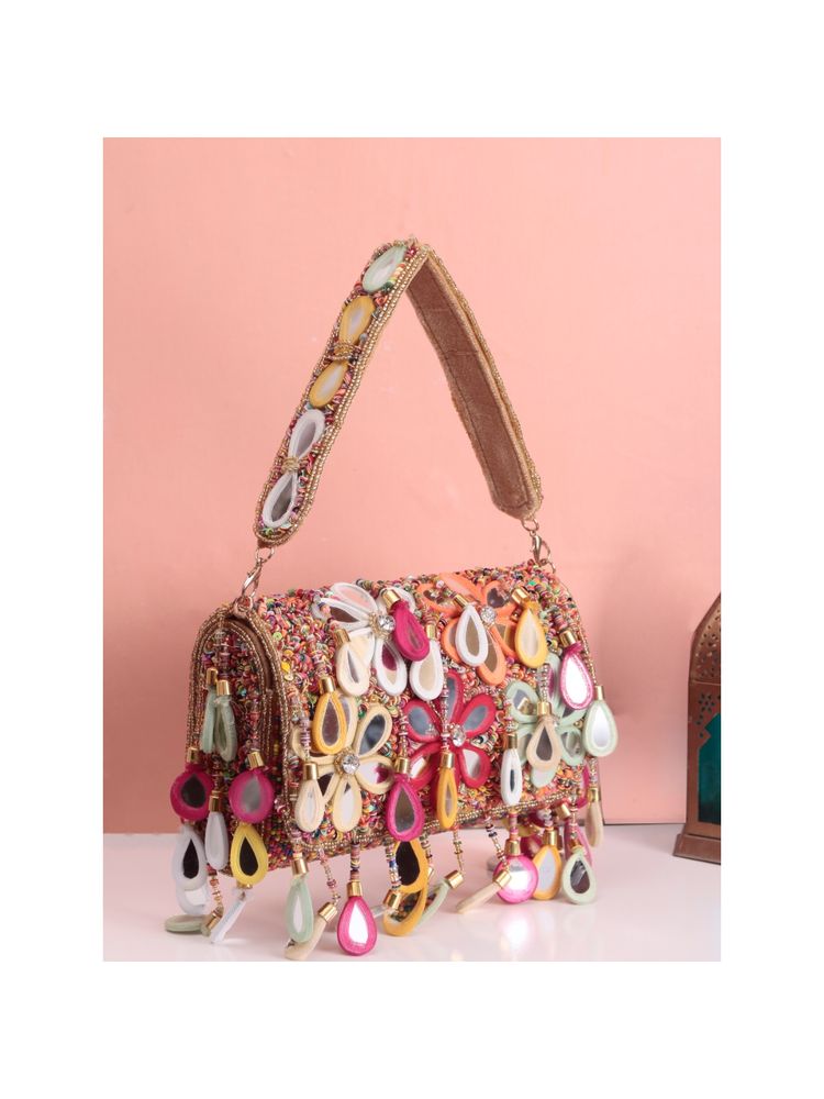SWISNI Golden Multi-Color Mirror Clutch Bag (M)-picture-44