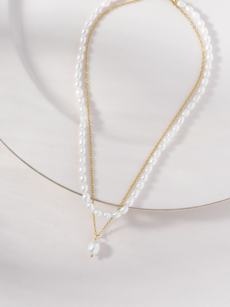 Palmonas White Classic Strand Pearl Necklace-image-20