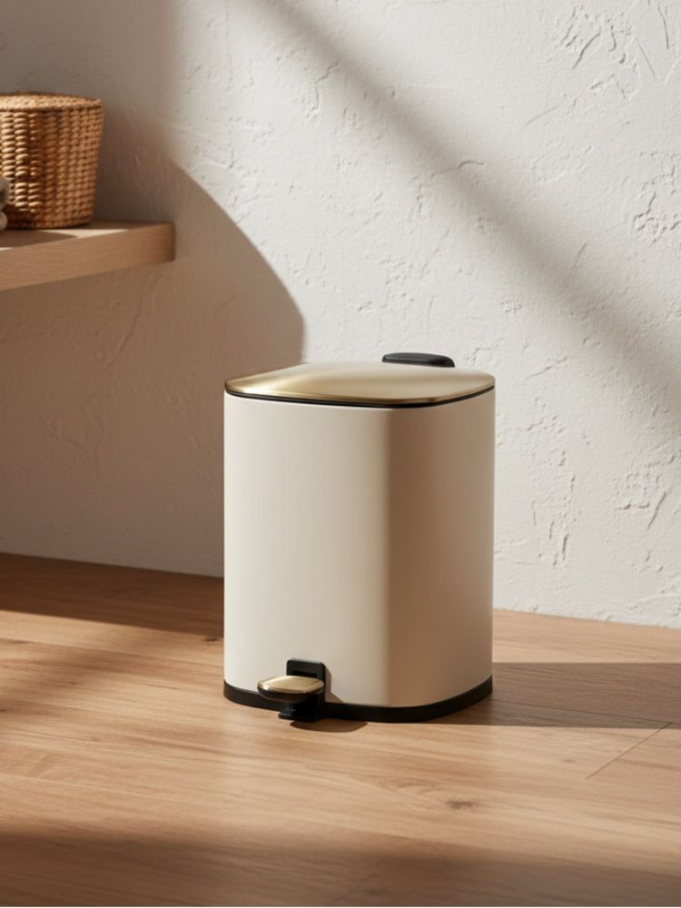 Mason Home Merlowe Circular Dustbin - Beige (6L)-image-42