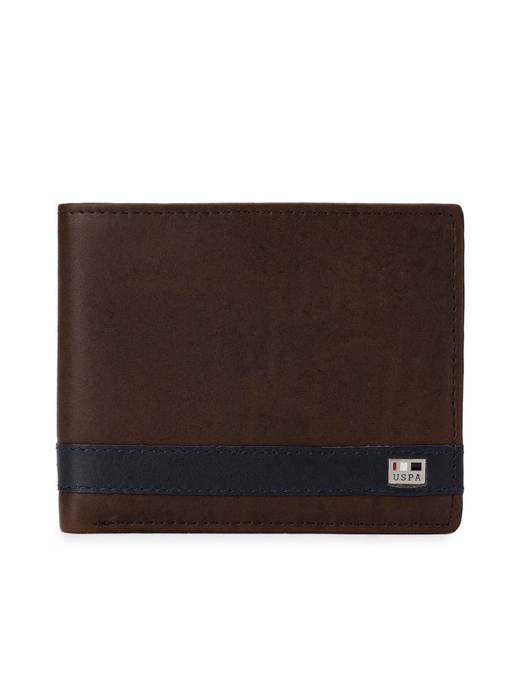 U.S. POLO ASSN. Men Sonar Brown-Blue Leather Colorblock Two Fold Wallet-picture-16