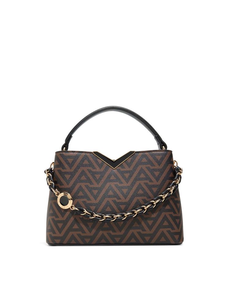 Aldo Women Valentya Brown Handbag with Detachable Strap-image-7