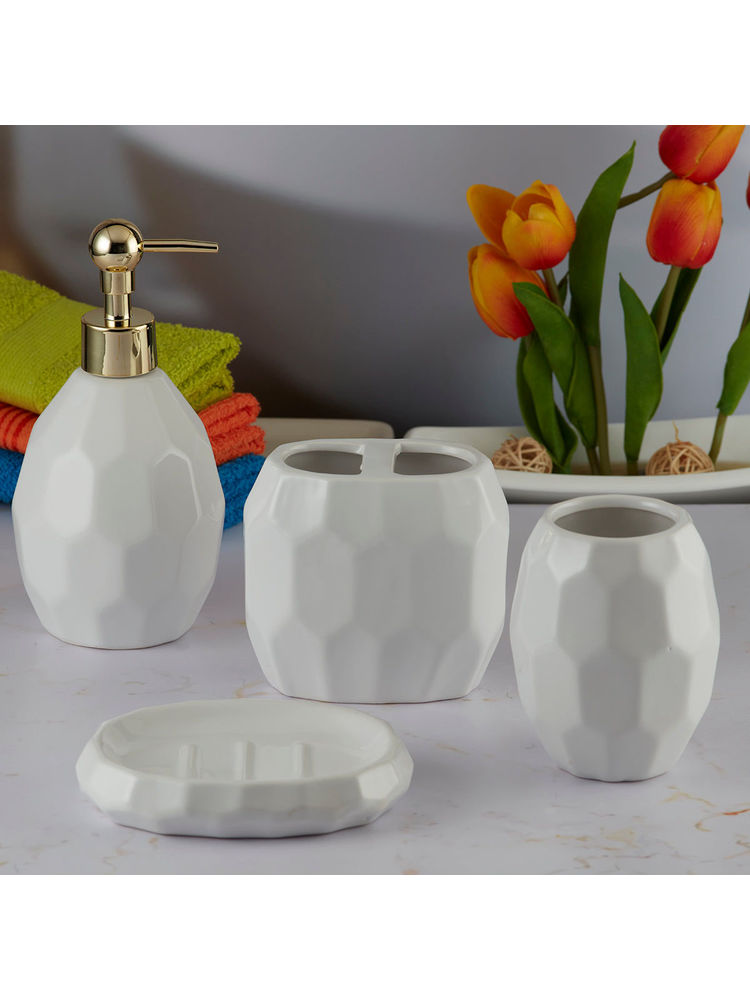 Kookee White Ceramic Bathroom Modern Luxury Bath Accessories (Set of 4)-image-41