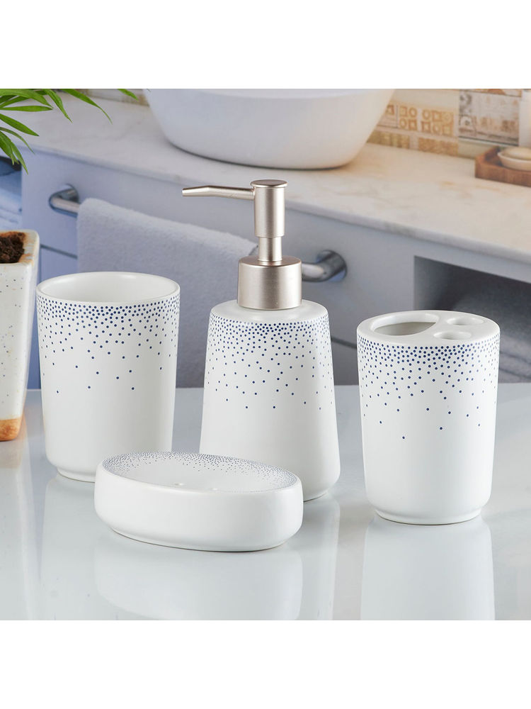 Kookee White Ceramic Bathroom Modern Luxury Bath Accessories (Set of 4)-image-42