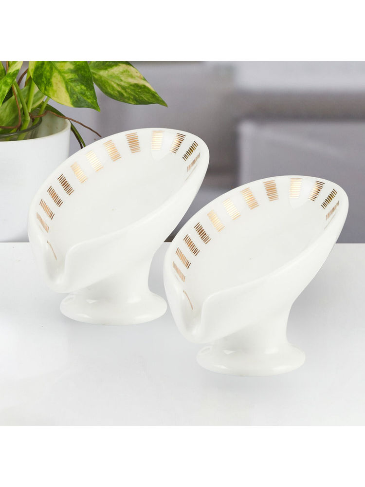 Kookee White Bathroom Stylish & Functional Ceramic Soap Dishes (Pack of 2)-picture-11