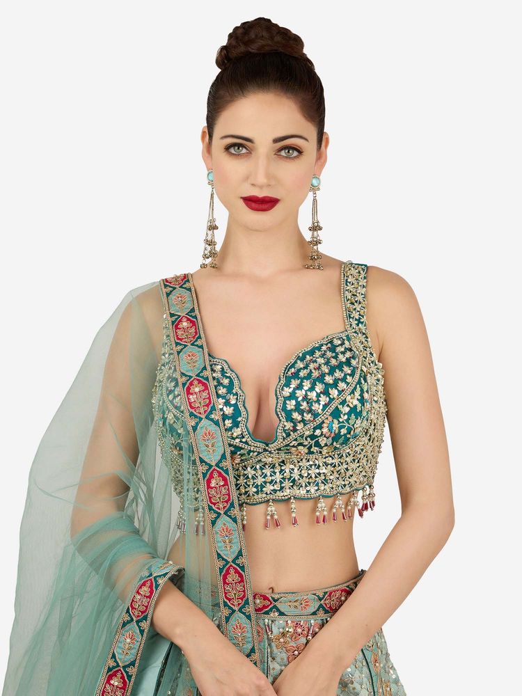 Zaveri Pearls Turquoise Blue Stone Antique Kashmiri Ghungroo Dangle Earring-Zpfk21996-image-44